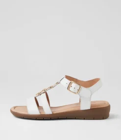 Women SUPERSOFT Comfort|Flats-Fussi White Leather Sandals
