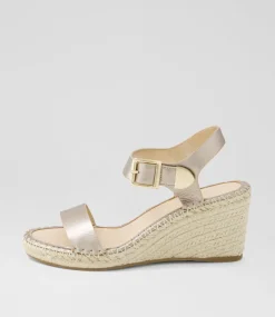 Women TOP END Espadrilles|Wedges-Gabigale Champagne Leather Sandals