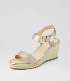 Women TOP END Espadrilles|Wedges-Gabigale Champagne Leather Sandals