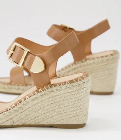Women TOP END Espadrilles|Wedges-Gabigale Tan Leather Sandals
