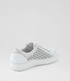 Women SUPERSOFT Comfort|Sneakers-Gabrina White Silver Leather Suede Sneakers
