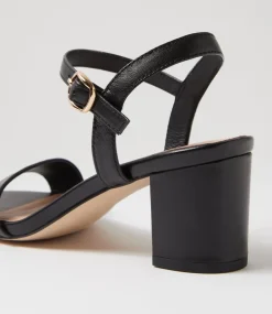 Women DIANA FERRARI Heels|Sandals-Gaila Black Leather Sandals