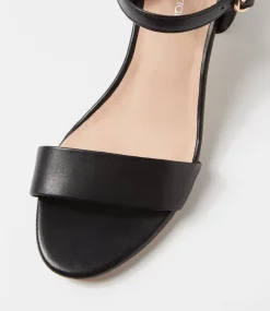 Women DIANA FERRARI Heels|Sandals-Gaila Black Leather Sandals