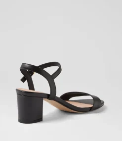 Women DIANA FERRARI Heels|Sandals-Gaila Black Leather Sandals