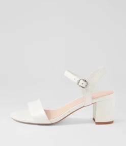 Women DIANA FERRARI Heels|Sandals-Gaila White Leather Sandals