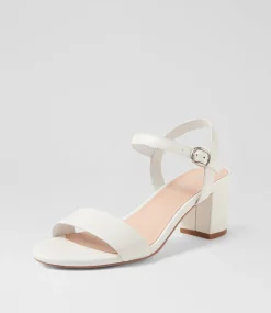 Women DIANA FERRARI Heels|Sandals-Gaila White Leather Sandals