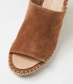 Women TOP END Heels|Sandals-Gailie Light Choc Natural Rope Suede Sandals