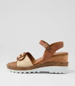 Women DIANA FERRARI Wedges|Heels-Gally Natural Tan Leather Sandals