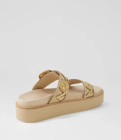 Women TOP END Slides|Sandals-Gawler Camel Leather Suede Slides