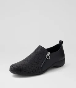 Women SUPERSOFT Comfort|Flats-Geenie Black Leather Flat Shoes