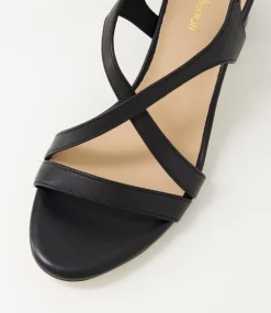 Women DIANA FERRARI Heels|Sandals-Geness Black Leather Sandals