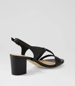 Women DIANA FERRARI Heels|Sandals-Geness Black Leather Sandals