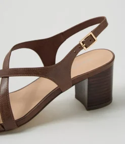 Women DIANA FERRARI Heels|Sandals-Geness Dark Brown Leather Sandals