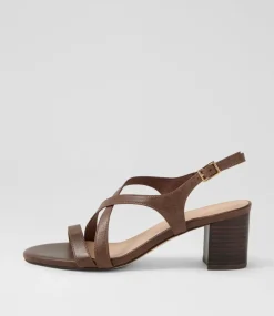 Women DIANA FERRARI Heels|Sandals-Geness Dark Brown Leather Sandals