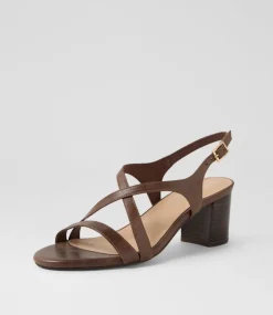 Women DIANA FERRARI Heels|Sandals-Geness Dark Brown Leather Sandals
