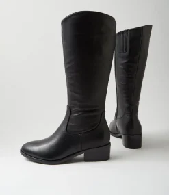 Women DIANA FERRARI Boots-Gentel Black Leather Knee High Boots