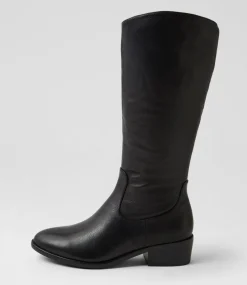 Women DIANA FERRARI Boots-Gentel Black Leather Knee High Boots