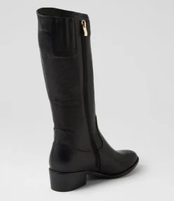 Women DIANA FERRARI Boots-Gentel Black Leather Knee High Boots
