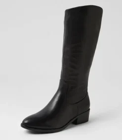 Women DIANA FERRARI Boots-Gentel Black Leather Knee High Boots
