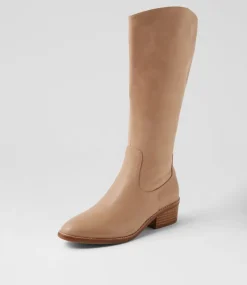 Women DIANA FERRARI Boots-Gentel Latte Leather Knee High Boots
