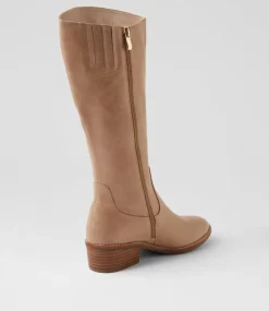 Women DIANA FERRARI Boots-Gentel Latte Leather Knee High Boots