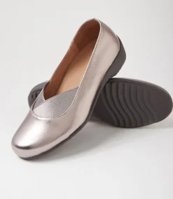 Women SUPERSOFT Comfort|Flats-Genuis Pewter Leather Flat Shoes