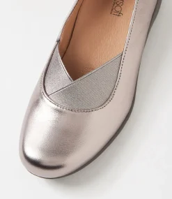 Women SUPERSOFT Comfort|Flats-Genuis Pewter Leather Flat Shoes