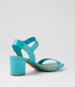 Women TOP END Sandals|Heels-Geonn Turquoise Patent Leather Sandals