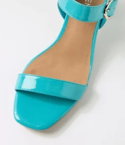 Women TOP END Sandals|Heels-Geonn Turquoise Patent Leather Sandals