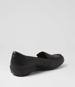 Women SUPERSOFT Comfort|Flats-Geranium Black Leather Flat Shoes