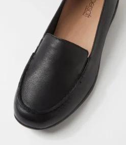 Women SUPERSOFT Comfort|Flats-Geranium Black Leather Flat Shoes