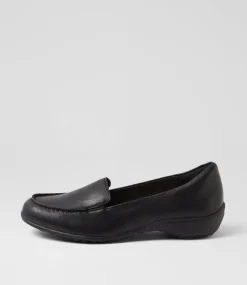 Women SUPERSOFT Comfort|Flats-Geranium Black Leather Flat Shoes