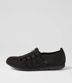 Women SUPERSOFT Comfort|Sneakers-Gibi Black Jewels Mesh Elastic Sneakers