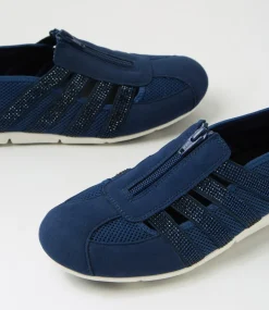 Women SUPERSOFT Comfort|Sneakers-Gibi Navy Jewel Mesh Elastic Sneakers