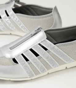 Women SUPERSOFT Comfort|Sneakers-Gibi Silver Jewels Mesh Elastic Sneakers