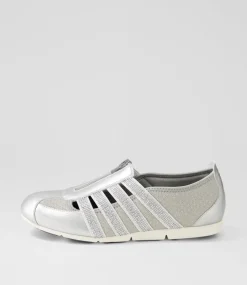 Women SUPERSOFT Comfort|Sneakers-Gibi Silver Jewels Mesh Elastic Sneakers