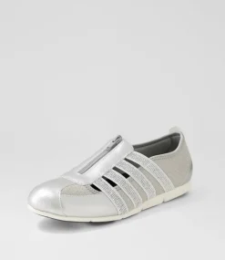 Women SUPERSOFT Comfort|Sneakers-Gibi Silver Jewels Mesh Elastic Sneakers