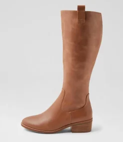 Women DIANA FERRARI Boots-Giddy Mid Tan Leather Knee High Boots
