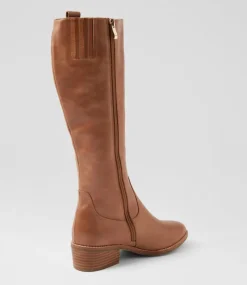 Women DIANA FERRARI Boots-Giddy Mid Tan Leather Knee High Boots