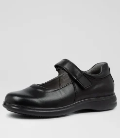 COLORADO Junior School Shoes-GIGI JNR E BLACK LEATHER