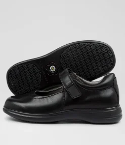 COLORADO Junior School Shoes-GIGI JNR E BLACK LEATHER