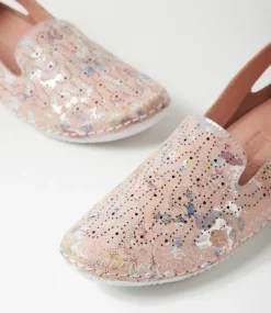 Women DIANA FERRARI Loafers|Sneakers-Glamii Dark Nude Floral Leather Sneakers
