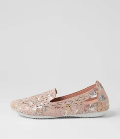 Women DIANA FERRARI Loafers|Sneakers-Glamii Dark Nude Floral Leather Sneakers