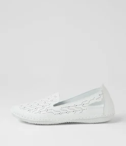 Women DIANA FERRARI Loafers|Sneakers-Glamii White Leather Sneakers