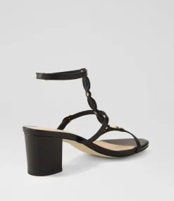 Women DIANA FERRARI Heels|Sandals-Glimery Black Leather Sandals