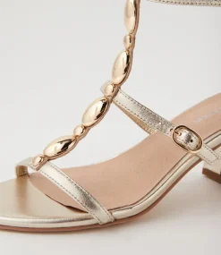 Women DIANA FERRARI Heels|Sandals-Glimery Gold Leather Sandals