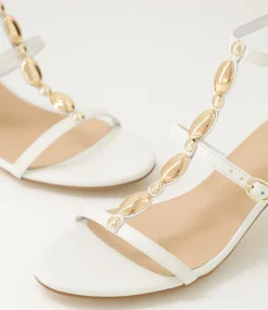 Women DIANA FERRARI Heels|Sandals-Glimery White Leather Sandals