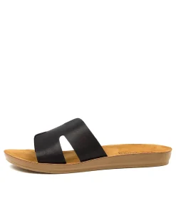 Women I LOVE BILLY Slides|Flats-Glori Black Smooth