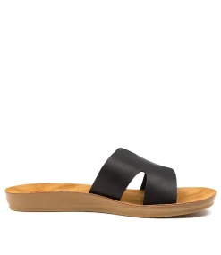 Women I LOVE BILLY Slides|Flats-Glori Black Smooth