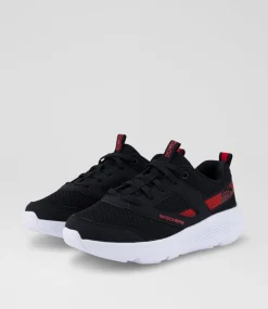 SKECHERS Sport School Shoes-Go Run Elevate Junior Black Red Sneakers